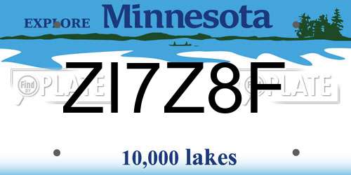 ZI7Z8F Minnesota License Plate