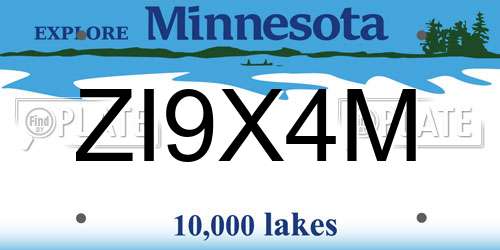 ZI9X4M Minnesota License Plate
