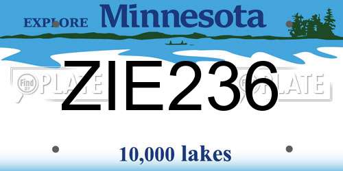 ZIE236 Minnesota License Plate