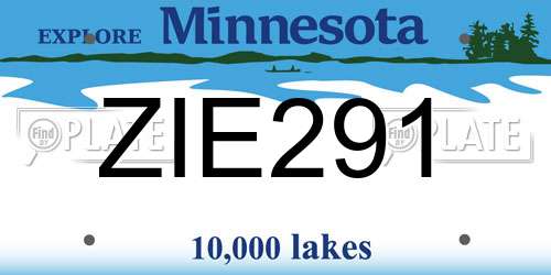 ZIE291 Minnesota License Plate