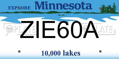 ZIE60A Minnesota License Plate