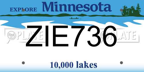ZIE736 Minnesota License Plate
