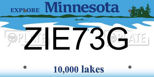 ZIE73G Minnesota License Plate