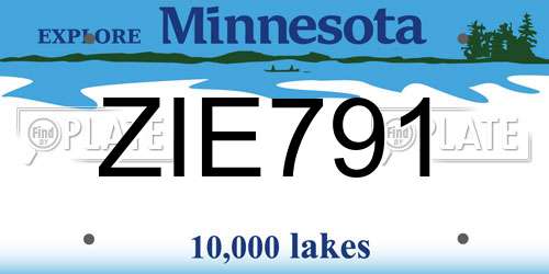 ZIE791 Minnesota License Plate