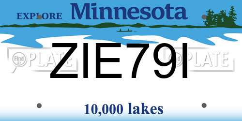 ZIE79I Minnesota License Plate