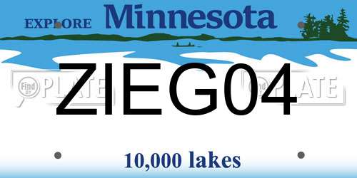 ZIEG04 Minnesota License Plate