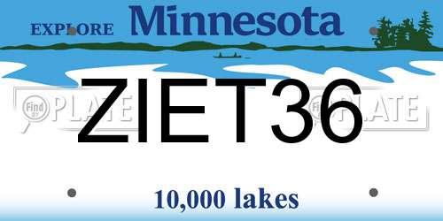 ZIET36 Minnesota License Plate