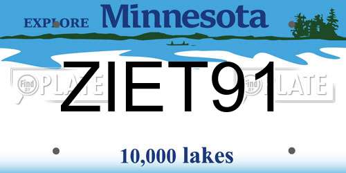ZIET91 Minnesota License Plate