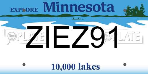 ZIEZ91 Minnesota License Plate