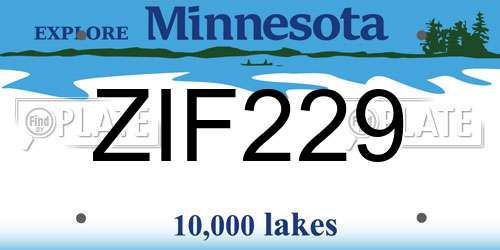 ZIF229 Minnesota License Plate