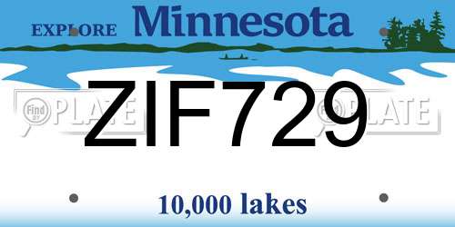 ZIF729 Minnesota License Plate