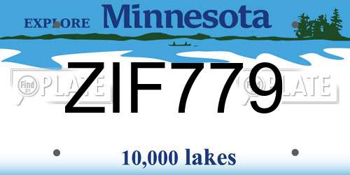 ZIF779 Minnesota License Plate