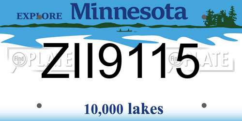 ZII9115 Minnesota License Plate