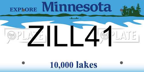 ZILL41 Minnesota License Plate
