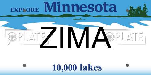 ZIMA Minnesota License Plate
