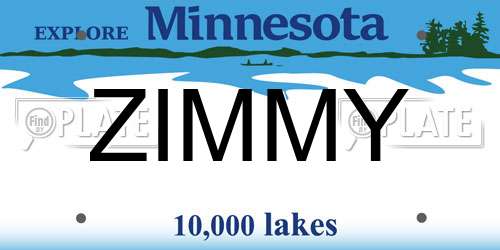 ZIMMY Minnesota License Plate