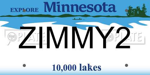 ZIMMY2 Minnesota License Plate