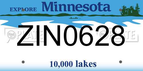 ZIN0628 Minnesota License Plate
