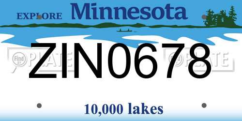 ZIN0678 Minnesota License Plate