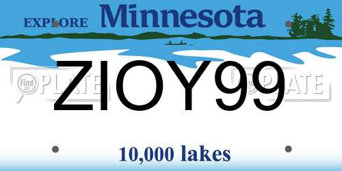 ZIOY99 Minnesota License Plate