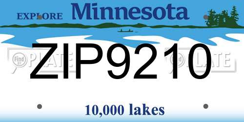 ZIP9210 Minnesota License Plate