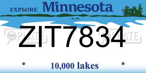 ZIT7834 Minnesota License Plate