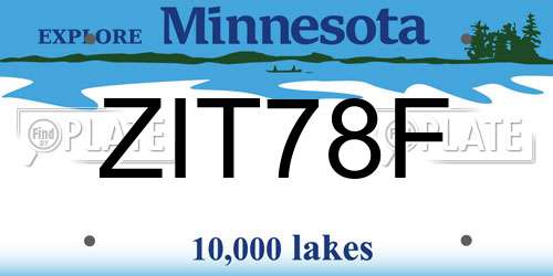 ZIT78F Minnesota License Plate