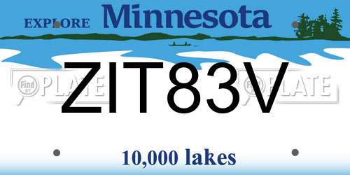 ZIT83V Minnesota License Plate