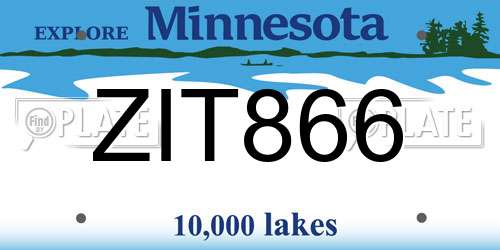 ZIT866 Minnesota License Plate