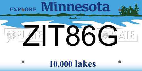 ZIT86G Minnesota License Plate