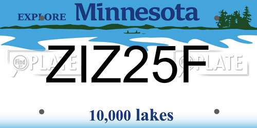 ZIZ25F Minnesota License Plate