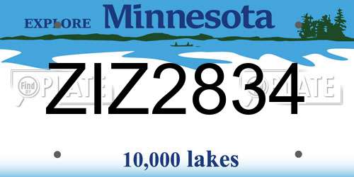 ZIZ2834 Minnesota License Plate