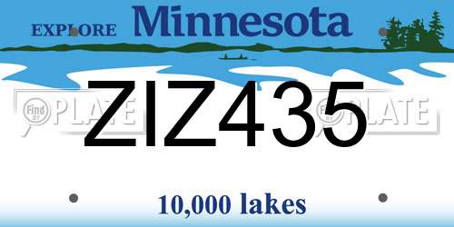 ZIZ435 Minnesota License Plate