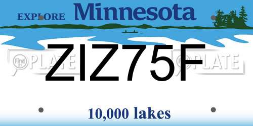 ZIZ75F Minnesota License Plate