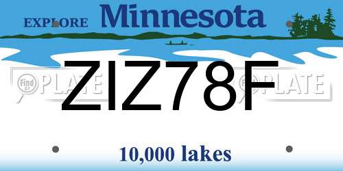 ZIZ78F Minnesota License Plate