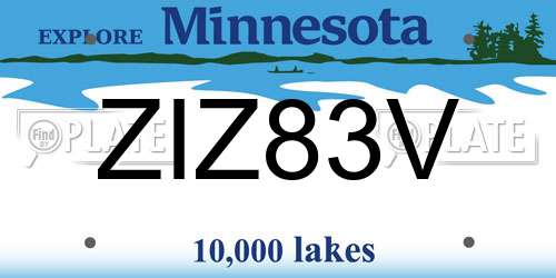 ZIZ83V Minnesota License Plate