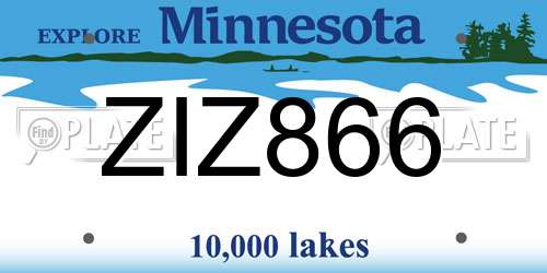 ZIZ866 Minnesota License Plate