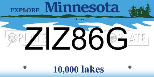 ZIZ86G Minnesota License Plate