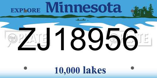 ZJ18956 Minnesota License Plate