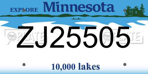 ZJ25505 Minnesota License Plate