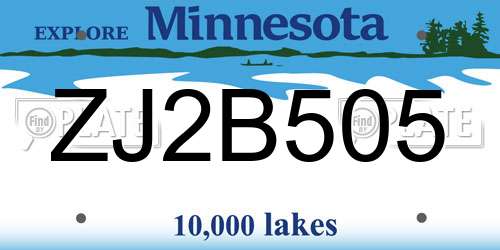 ZJ2B505 Minnesota License Plate