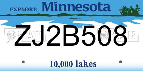 ZJ2B508 Minnesota License Plate