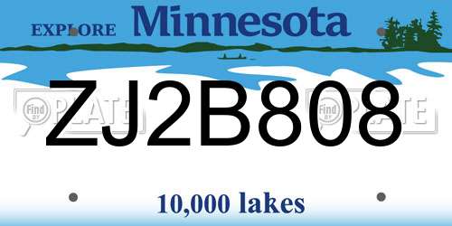 ZJ2B808 Minnesota License Plate