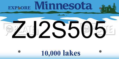 ZJ2S505 Minnesota License Plate