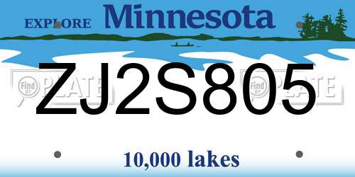 ZJ2S805 Minnesota License Plate