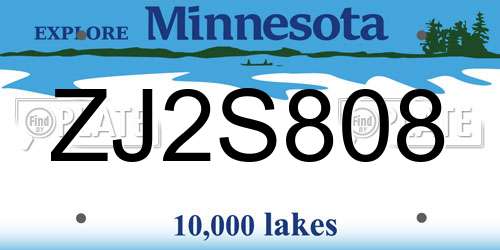 ZJ2S808 Minnesota License Plate