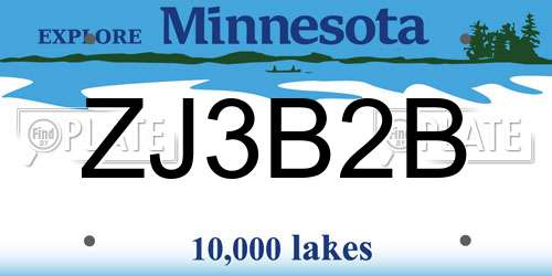 ZJ3B2B Minnesota License Plate