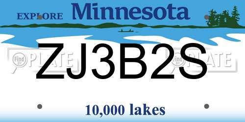 ZJ3B2S Minnesota License Plate