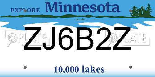 ZJ6B2Z Minnesota License Plate