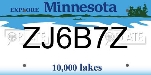 ZJ6B7Z Minnesota License Plate
